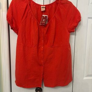 Faded Glory Orange Peasant Style Blouse